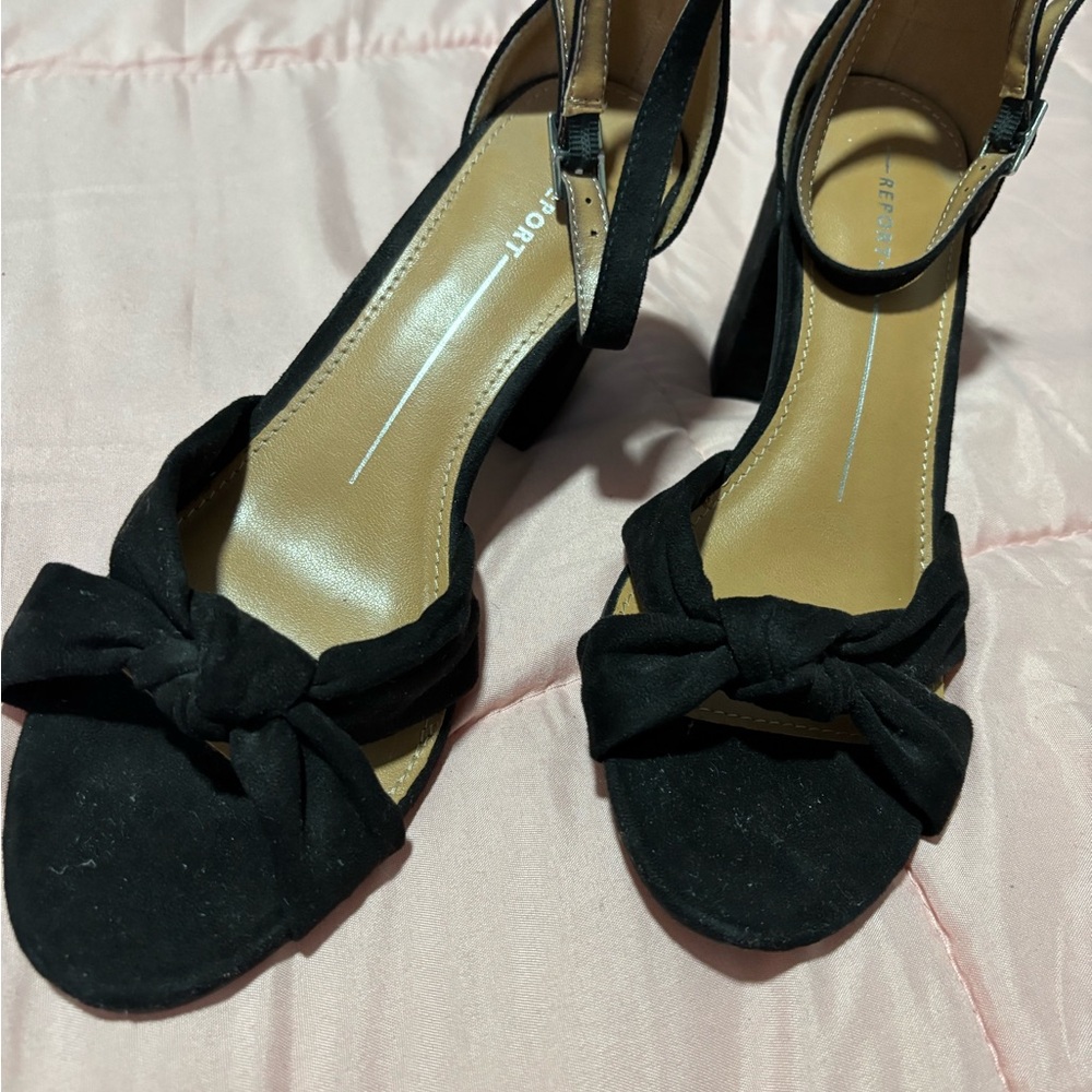 Report Black Bow Heeled Sandals